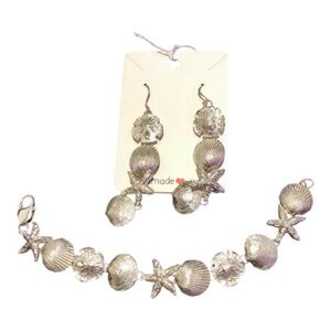 Vintage 925 Sterling Silver Sea Life Collection Bracelet and Earrings Set